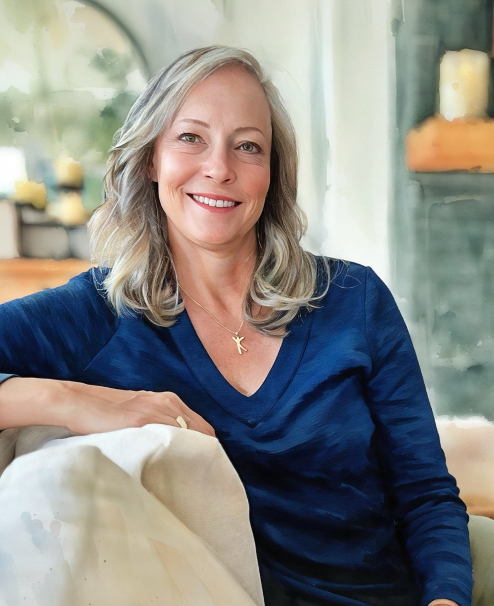 Watercolor portrait of Kerry Stutzman.